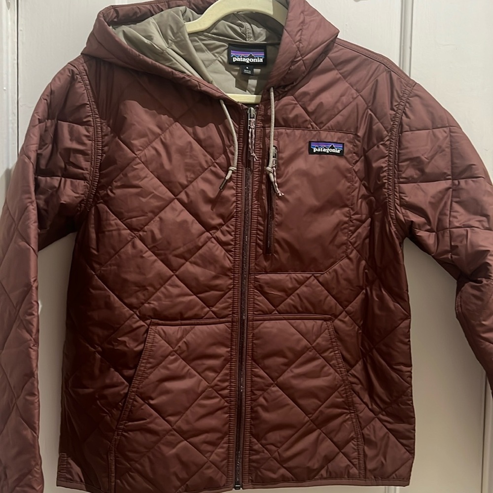 Patagonia Quilted Bomber Jacket in Coca/ Brown